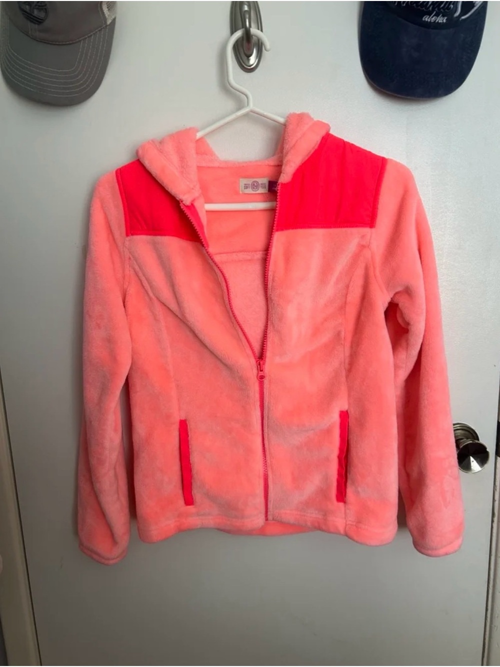 Cozy Coral Pink Fuzzy Zip-Up Hoodie